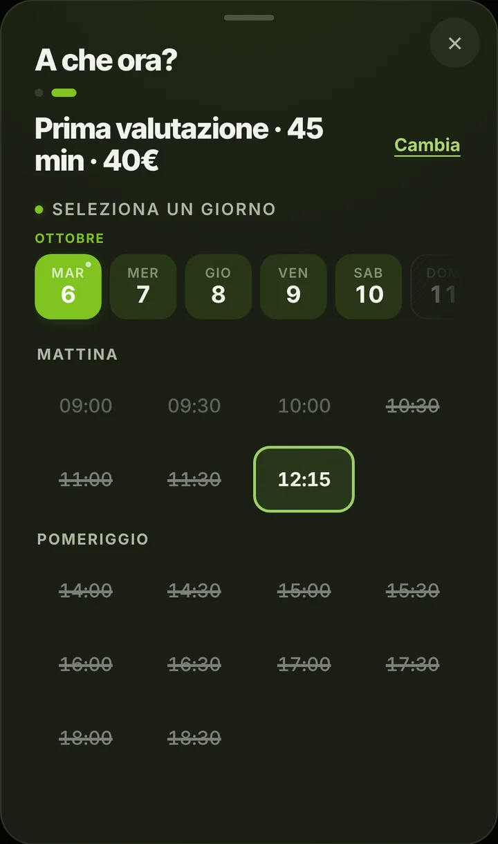 The free slots of the day at Centro Cinofilo Cuore a Quattro Zampe
