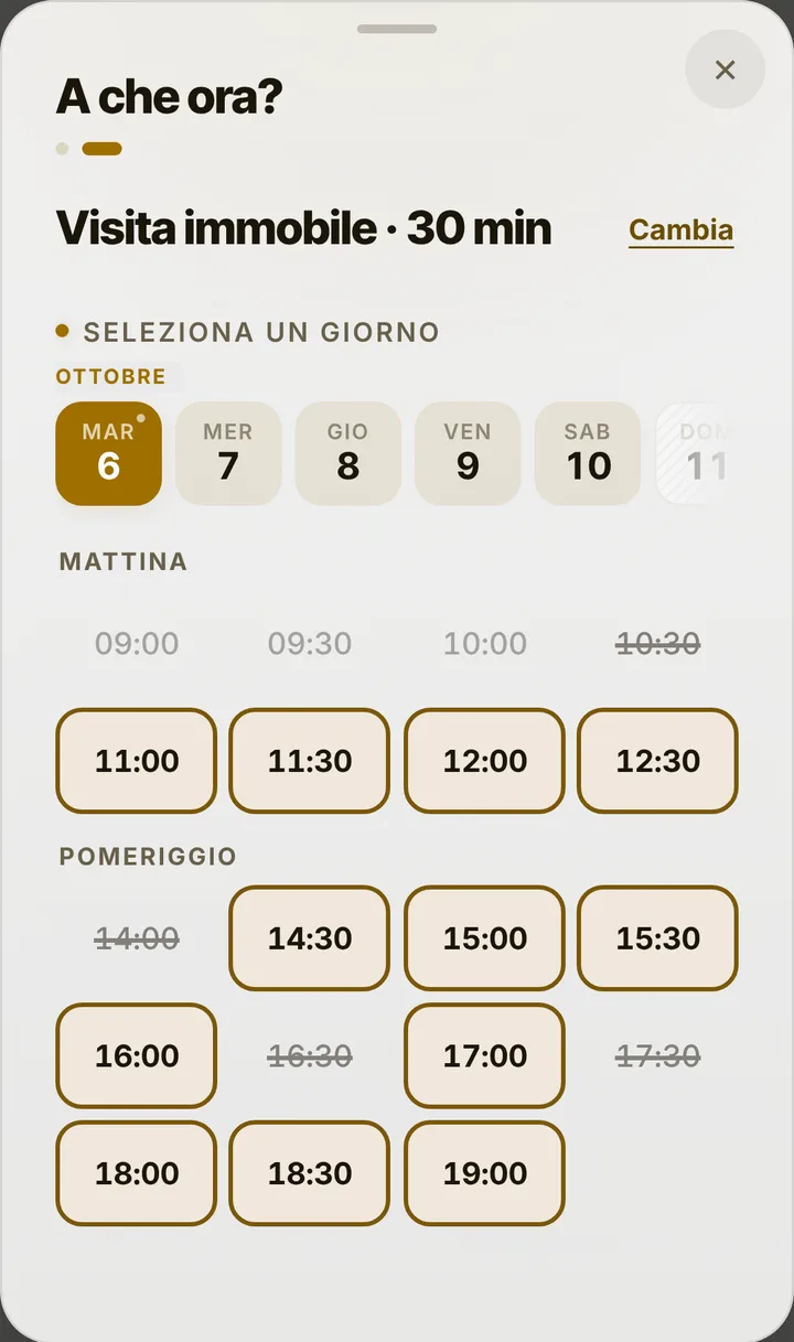 The free slots of the day at Casa Facile Immobiliare