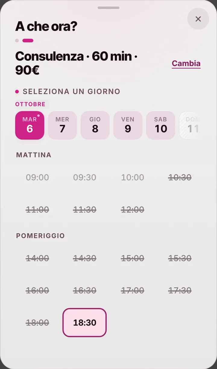 Gli orari liberi del giorno da Studio Immagine Colore e Stile