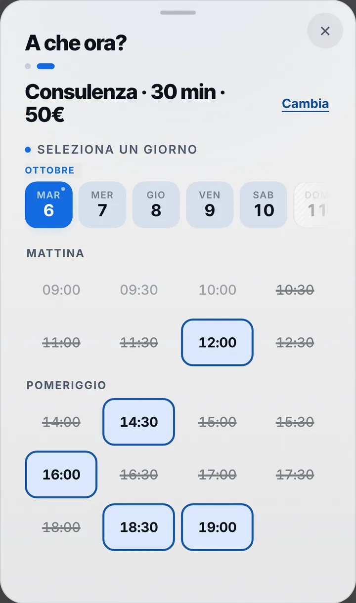 Gli orari liberi del giorno da Studio Consulenza del Lavoro Conti