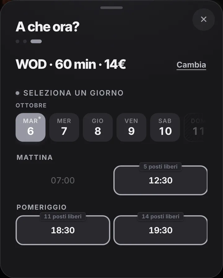 Gli orari liberi del giorno da CrossFit Box Ferro