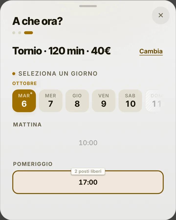 The free slots of the day at Laboratorio Ceramica Terra