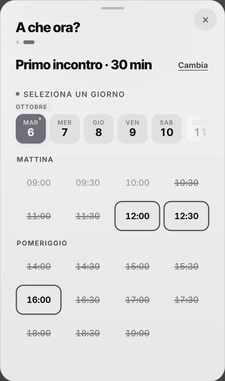 Gli orari liberi del giorno da Studio Notarile Bruni