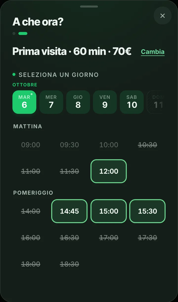 Gli orari liberi del giorno da Studio Osteopatico Valli
