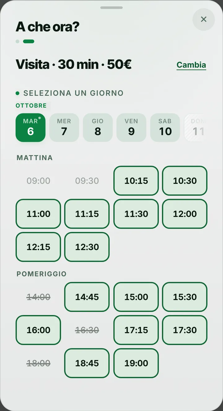 Gli orari liberi del giorno da Studio Podologico Piedi Sani
