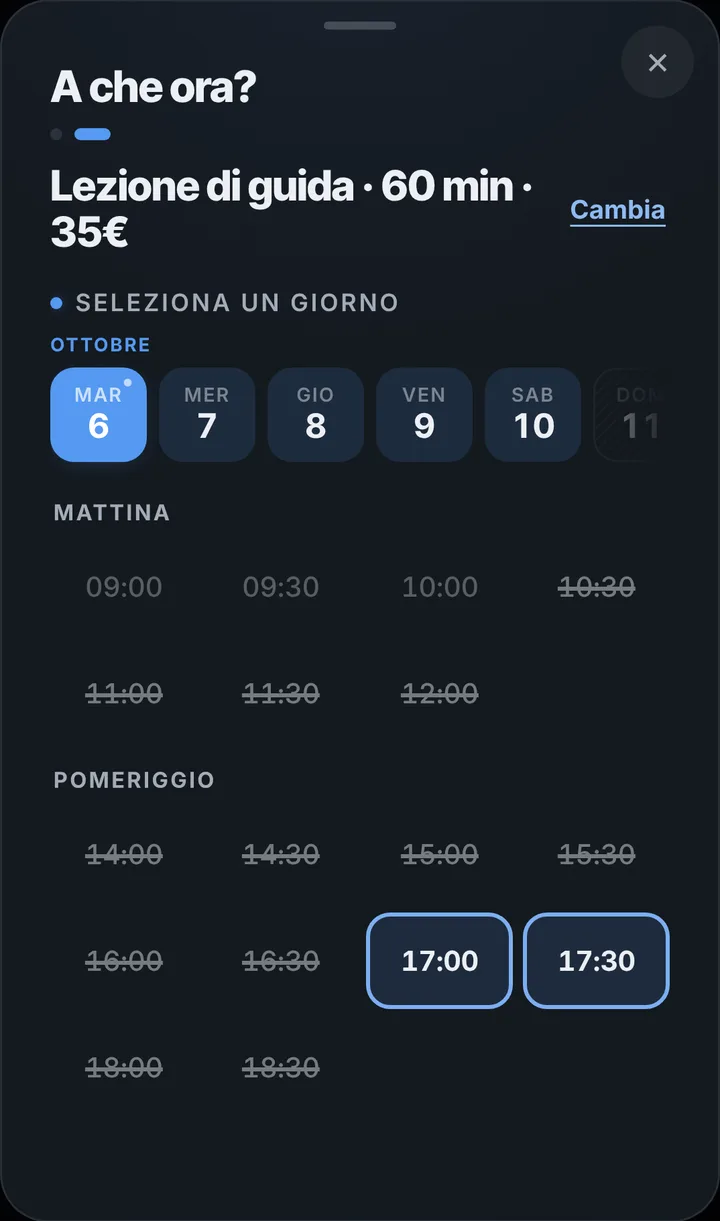 Gli orari liberi del giorno da Autoscuola Rotonda