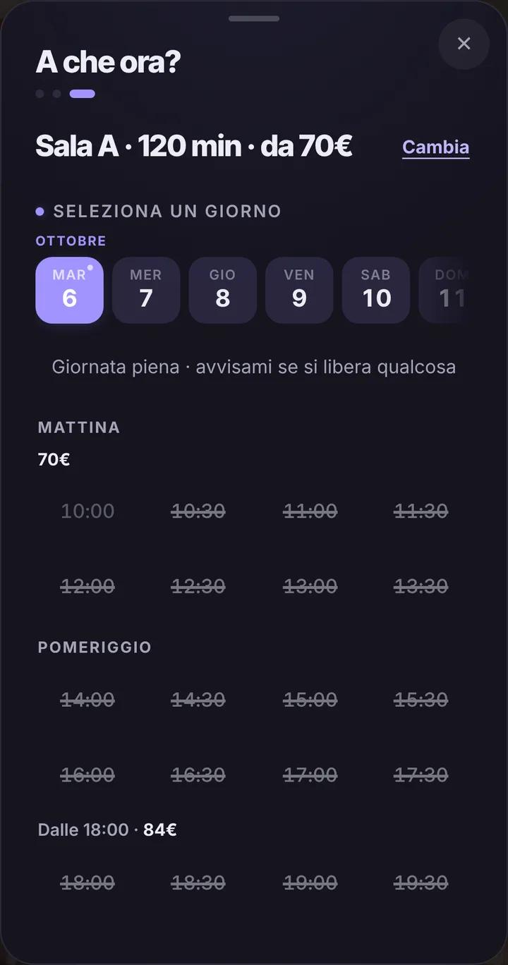 The free slots of the day at Studio di Registrazione Eco